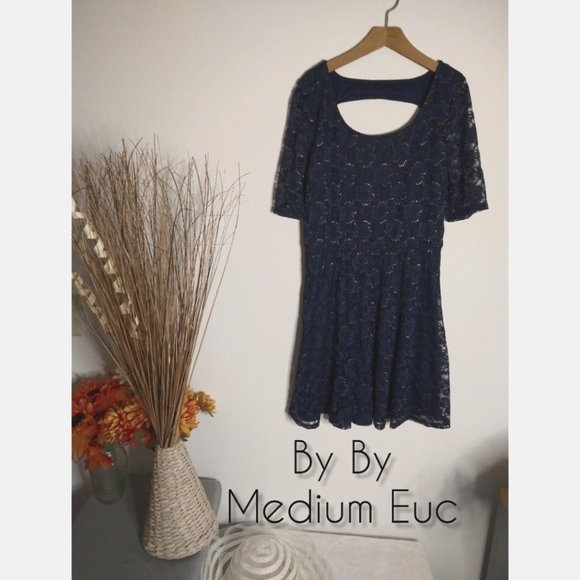 By By Medium Blue Lace Dress - Picture 1 of 5